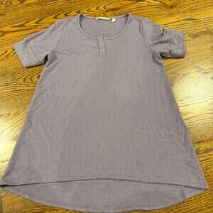 Soft Surroundings Womens Lavender High Low Short Sleeve V Neck Top Size Sz XS